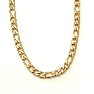 Gold Stainless Steel Figaro Chain Necklace
